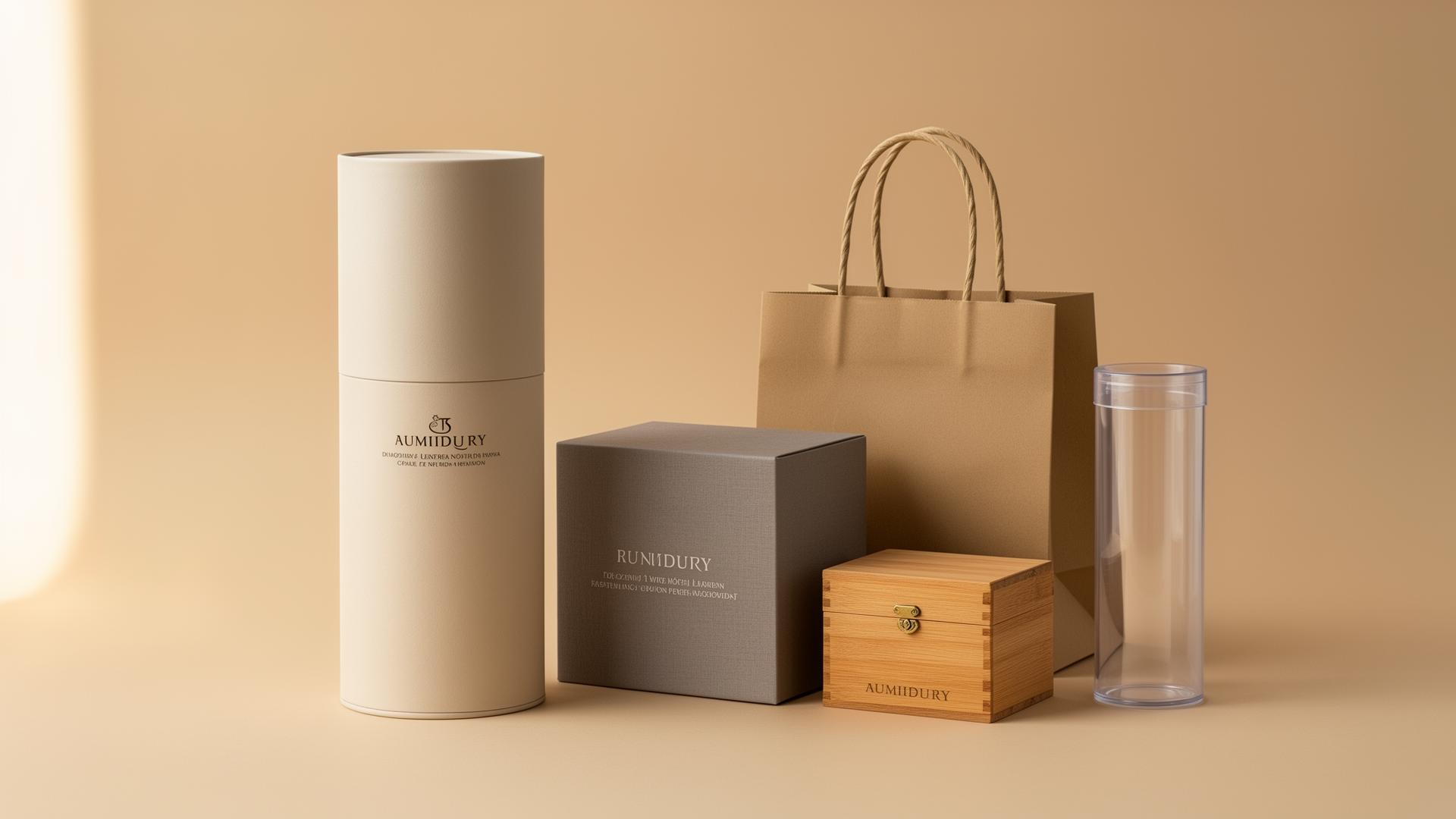 Premium packaging — rigid boxes, cylindrical boxes, paper bags, wooden boxes and transparent packaging